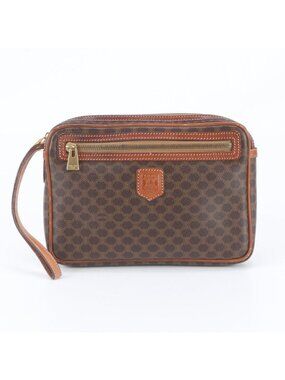 Celine Macadam Leather Clutch Pouch Business Brown